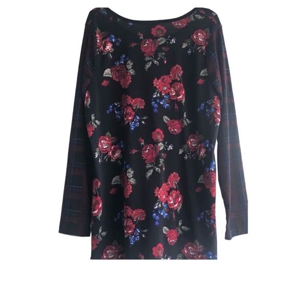 LULA ROE Black and Red Rose Plaid  Long Sleeves Stretchy Fabric Long Size: 2XL - Picture 1 of 7